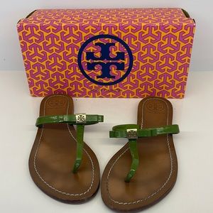 Tory Burch Sandals with green leather bows